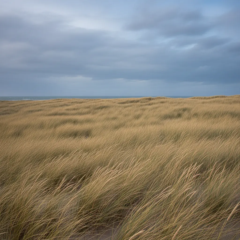 Uitgestrekte zandduinen aan de kust